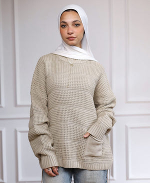 بلوفر محبوك بجيب جانبي